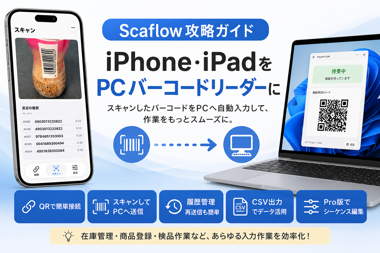 Scaflow攻略ガイド｜iPhone・iPadでバーコードをPCへ自動入力する方法