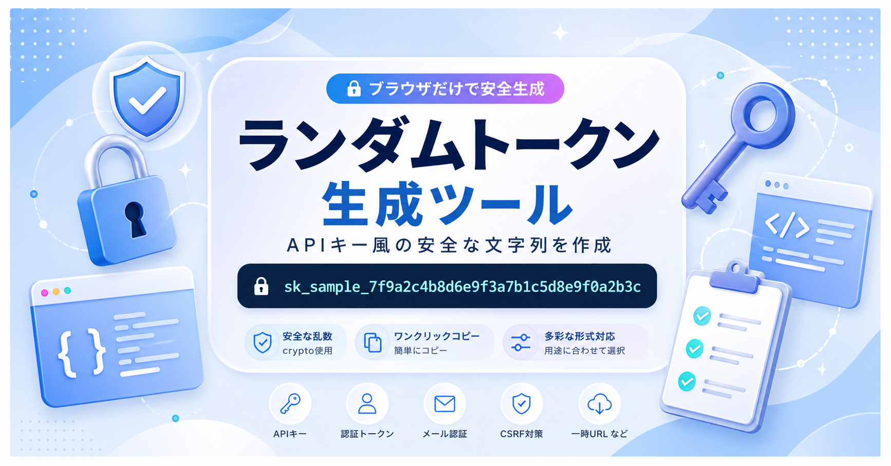ランダムトークン生成ツール｜APIキー風の安全な文字列をブラウザだけで作成
